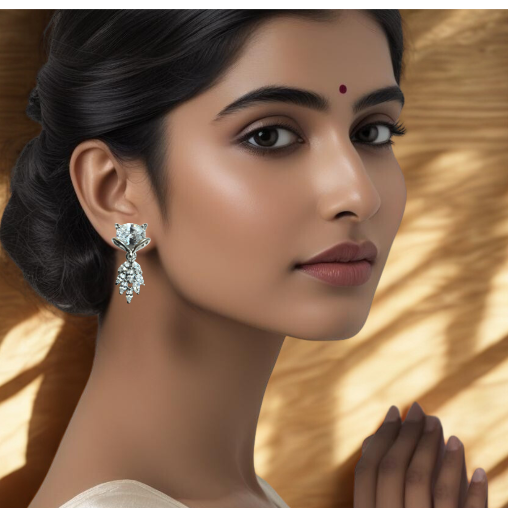 Celestial Fox Diamond Drop Earrings