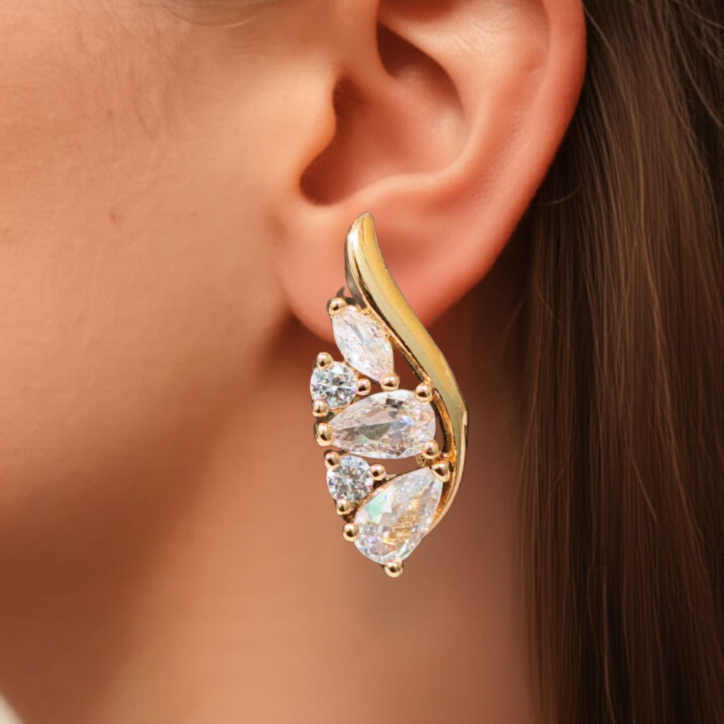 Graceful Bloom Crystal Vine Earrings